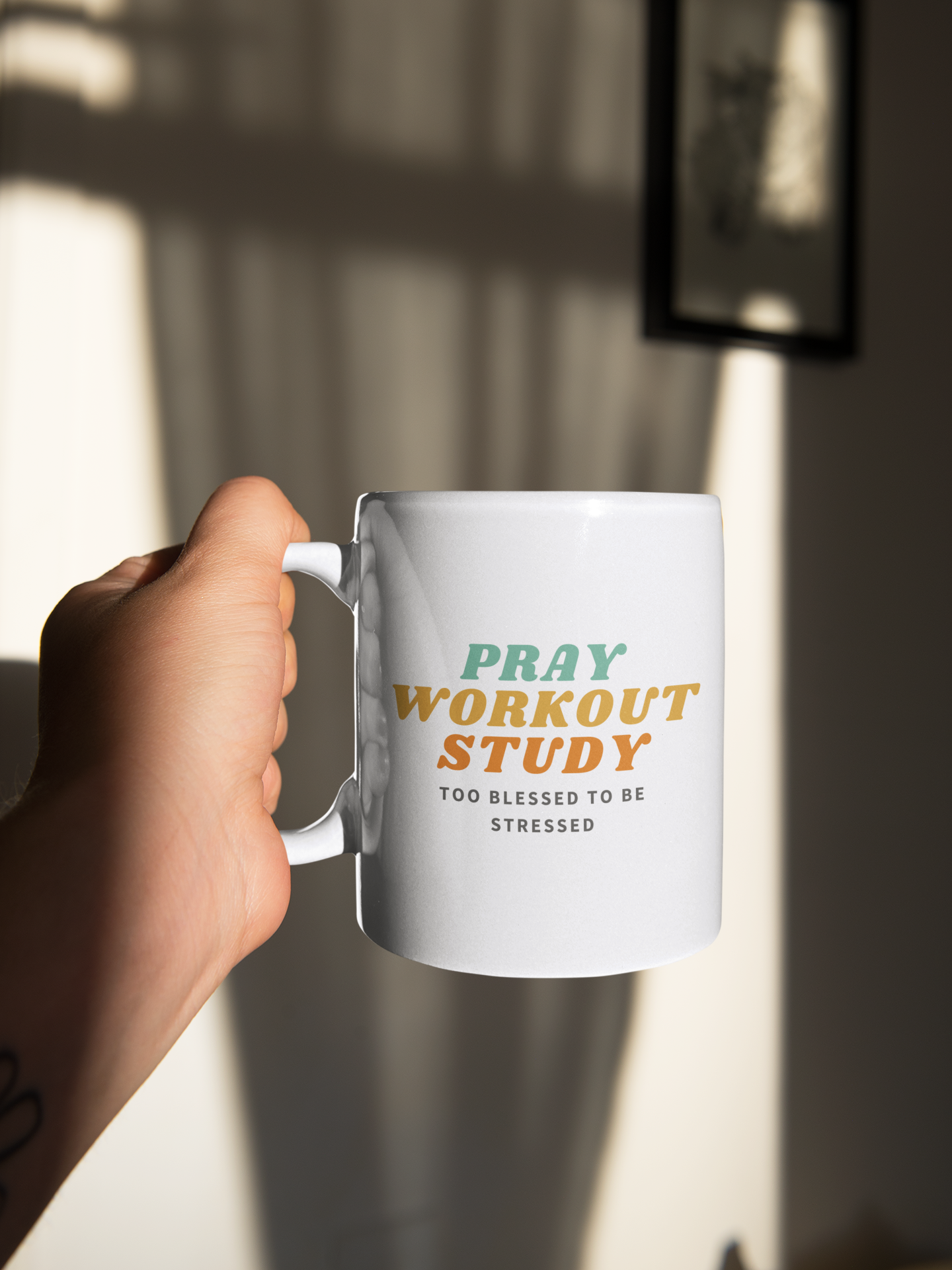 Pray, Workout Ceramic Mug (11oz) | Inspirational Coffee Mug