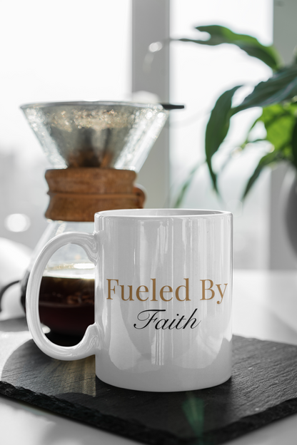 Fueled By Faith Ceramic Mug (11oz) | Inspirational Coffee Mug
