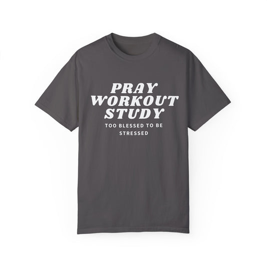 Pray, Workout and Study Christian T-Shirt | Comfort Colors® Soft Cotton